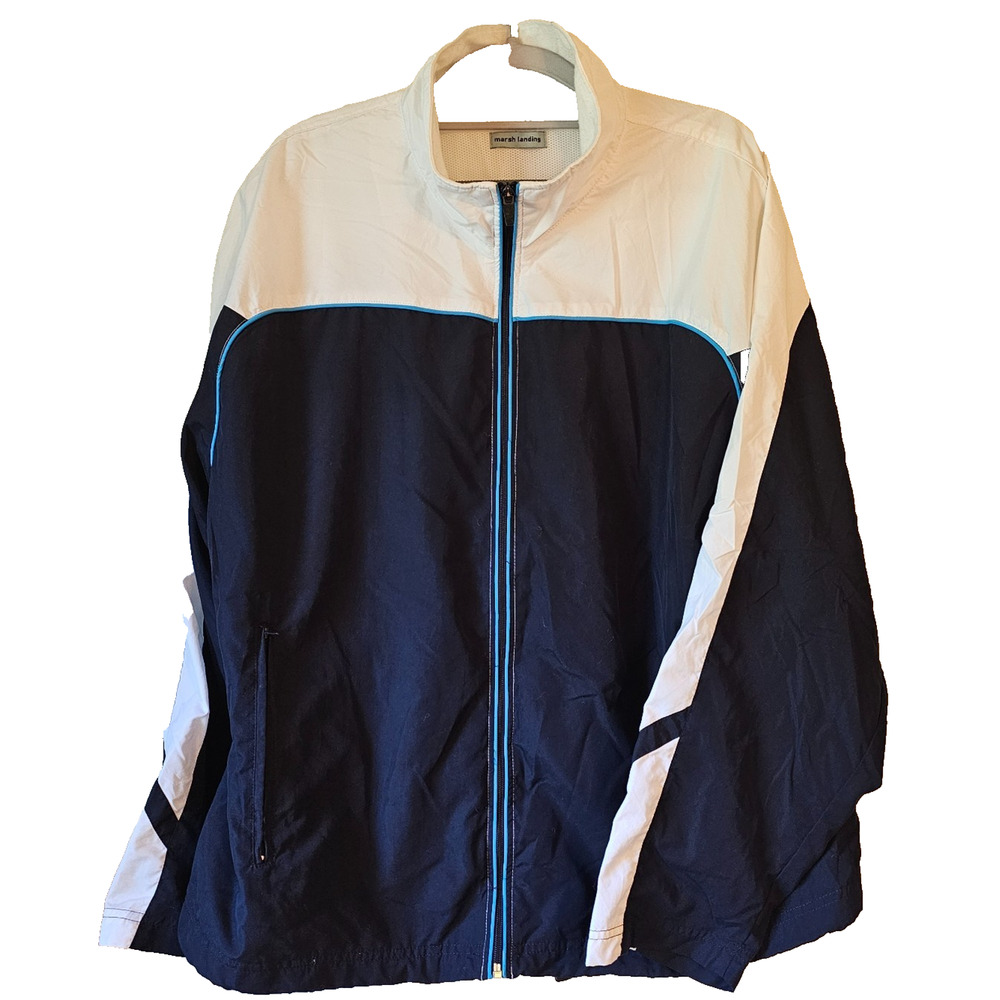 Marsh Landing Full Zip Windbreaker Jacket Navy White Outdoor Men’s Medium